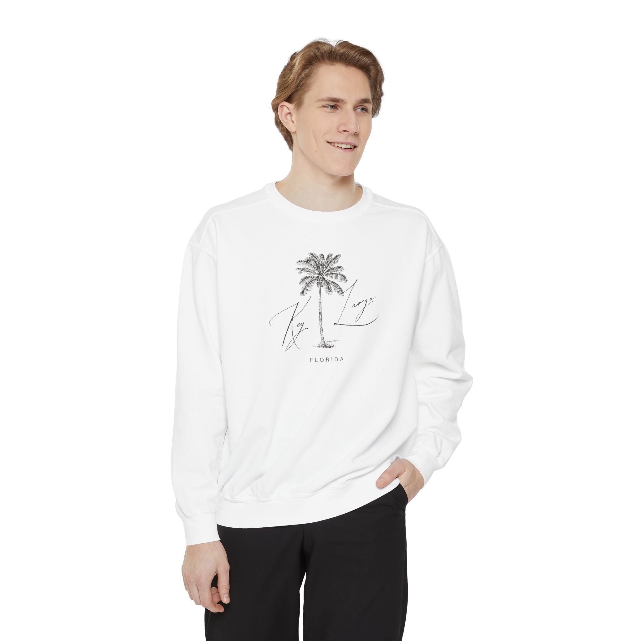 Key Largo Chill Vibes Sweatshirt - Unisex Garment-Dyed Style, Perfect for Lounging