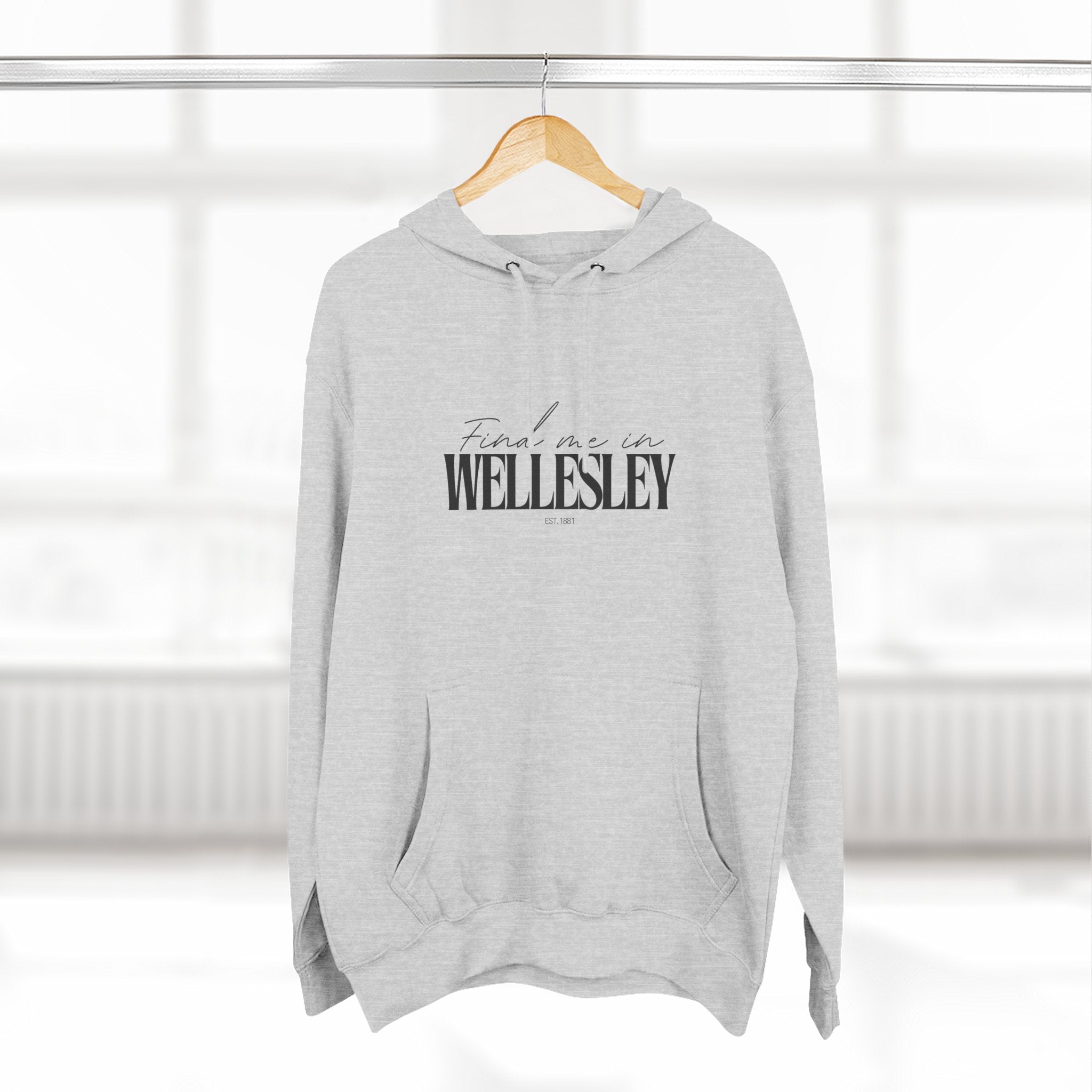 Wellesley Stylish Three-Panel Fleece Hoodie for Everyday Comfort, Personalized Gift, Casual Wear, Unisex Hoodie, Cozy Fashion