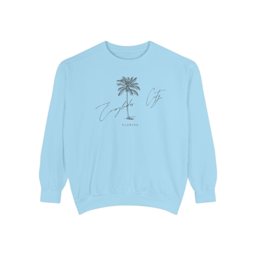 Everglades City Chill Vibes Sweatshirt - Unisex Garment-Dyed Style, Perfect for Lounging