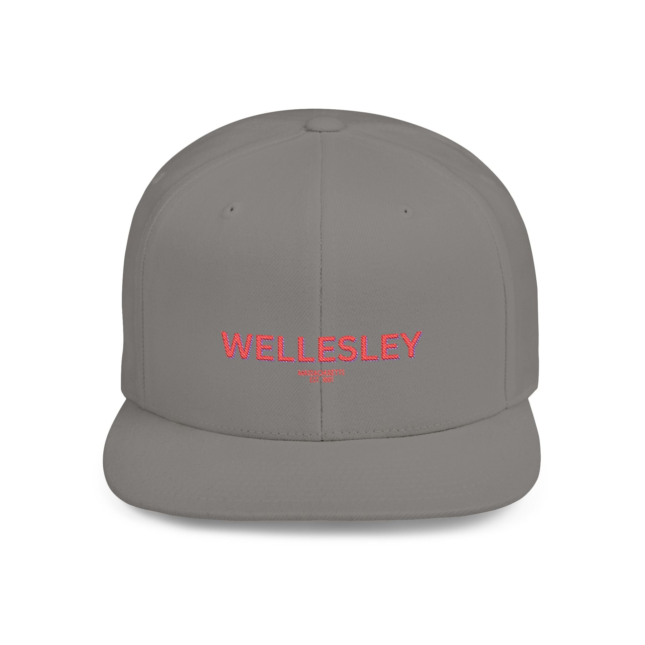 Wellesley Stylish Flat Bill Snapback Hat with Design, Perfect for Casual Outings, Streetwear, Gifts, Festivals, Everyday Wear