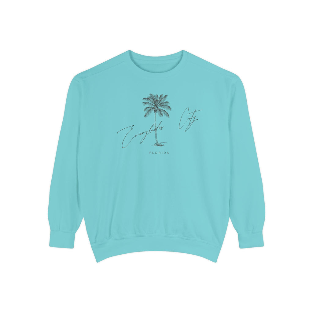 Everglades City Chill Vibes Sweatshirt - Unisex Garment-Dyed Style, Perfect for Lounging