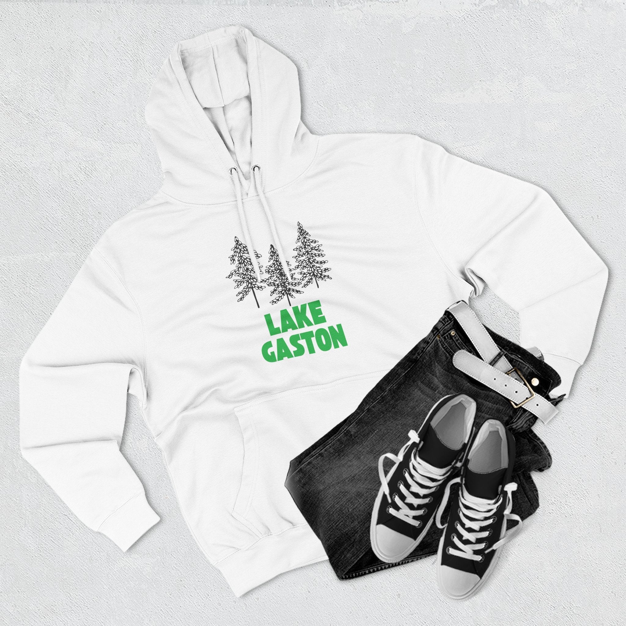 Lake Gaston Fleece Hoodie, Cozy Sweatshirt, Outdoor Adventure Wear, Unique Gift for Lake Lovers, Perfect for Fall and Winter