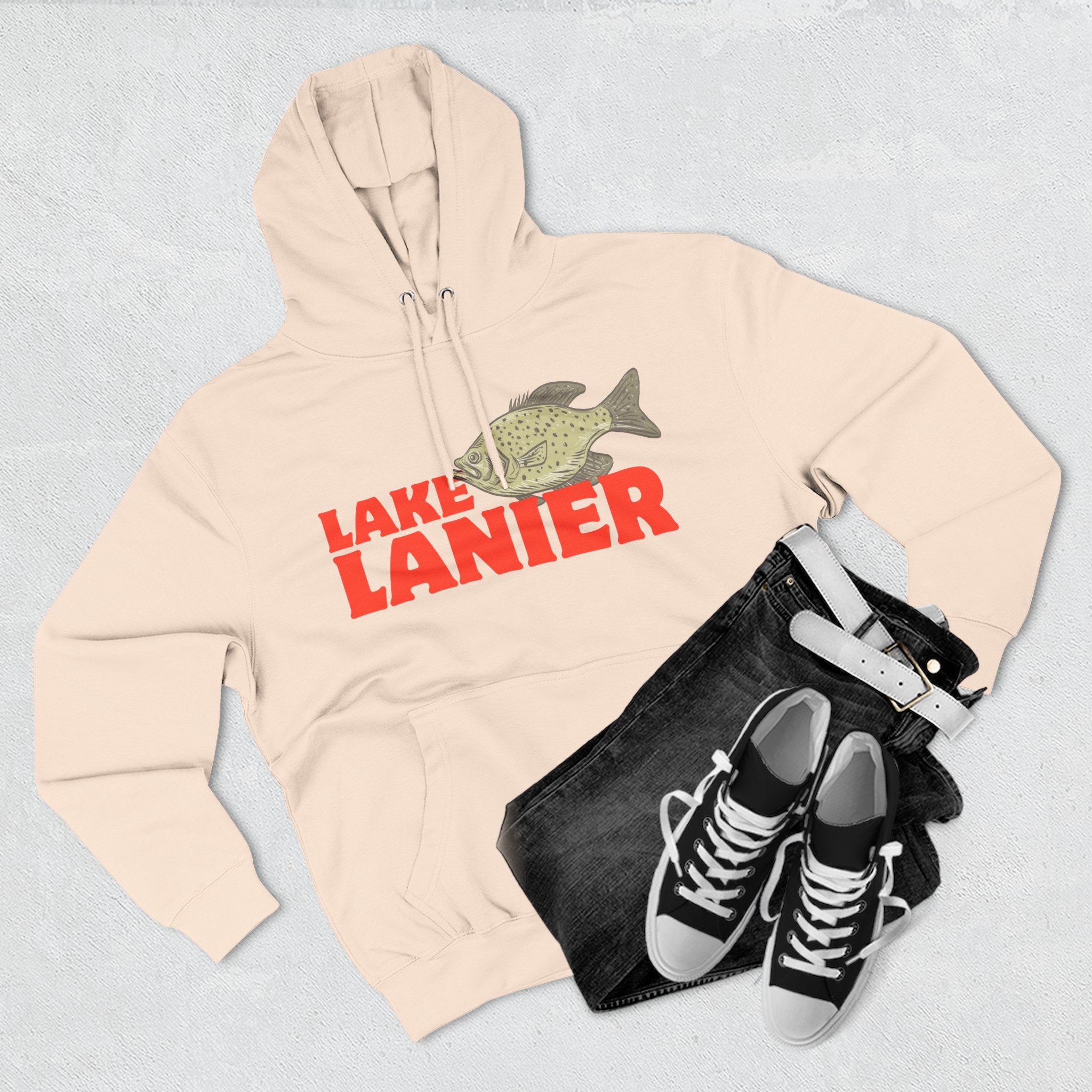 Lake Lanier Fleece Hoodie, Cozy Fishing Sweatshirt, Outdoor Adventure Wear, Unique Gift for Lake Lovers, Perfect for Fall and Winter