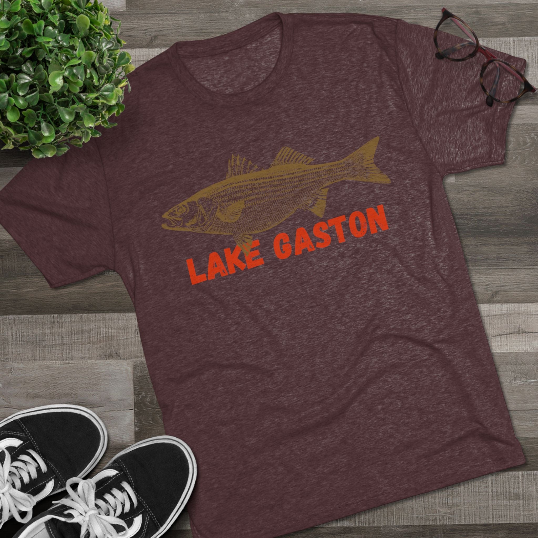 Lake Gaston Fishing Tee, Unisex Crew Neck Shirt, Summer Lake Apparel, Gift for Fishermen, Outdoor Adventure T-Shirt, Lake House Style
