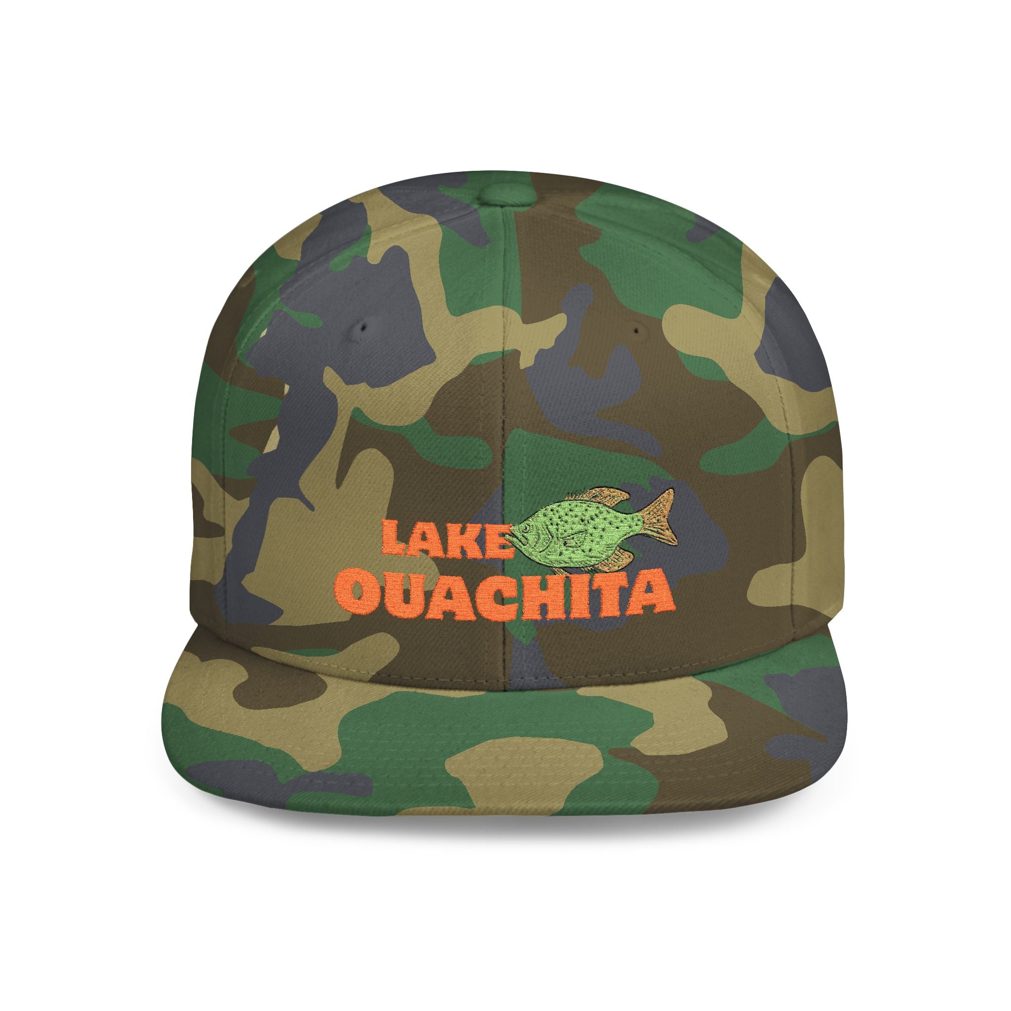 Lake Ouachita Fish Flat Bill Snapback Hat, Fishing Cap, Outdoor Gear, Lake House Gift, Summer Accessories, Stylish Headwear