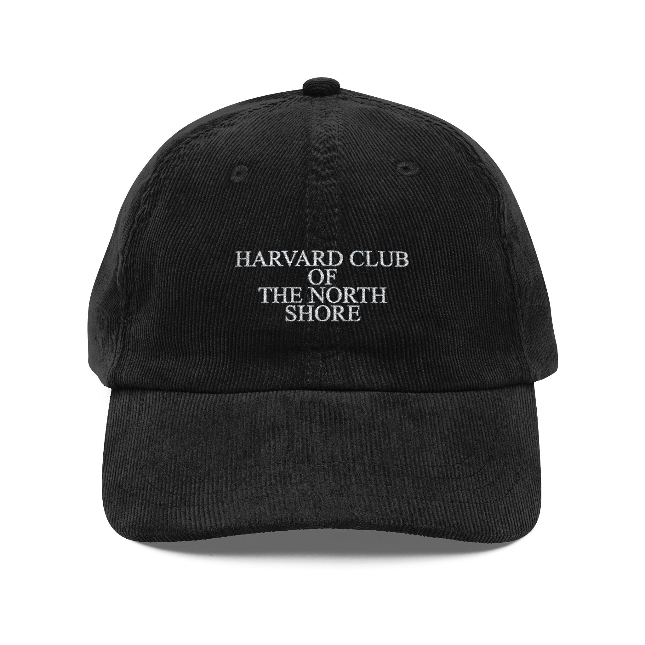 Corduroy Embroidered Baseball Cap — "Harvard Club of the North Shore" Vintage Style