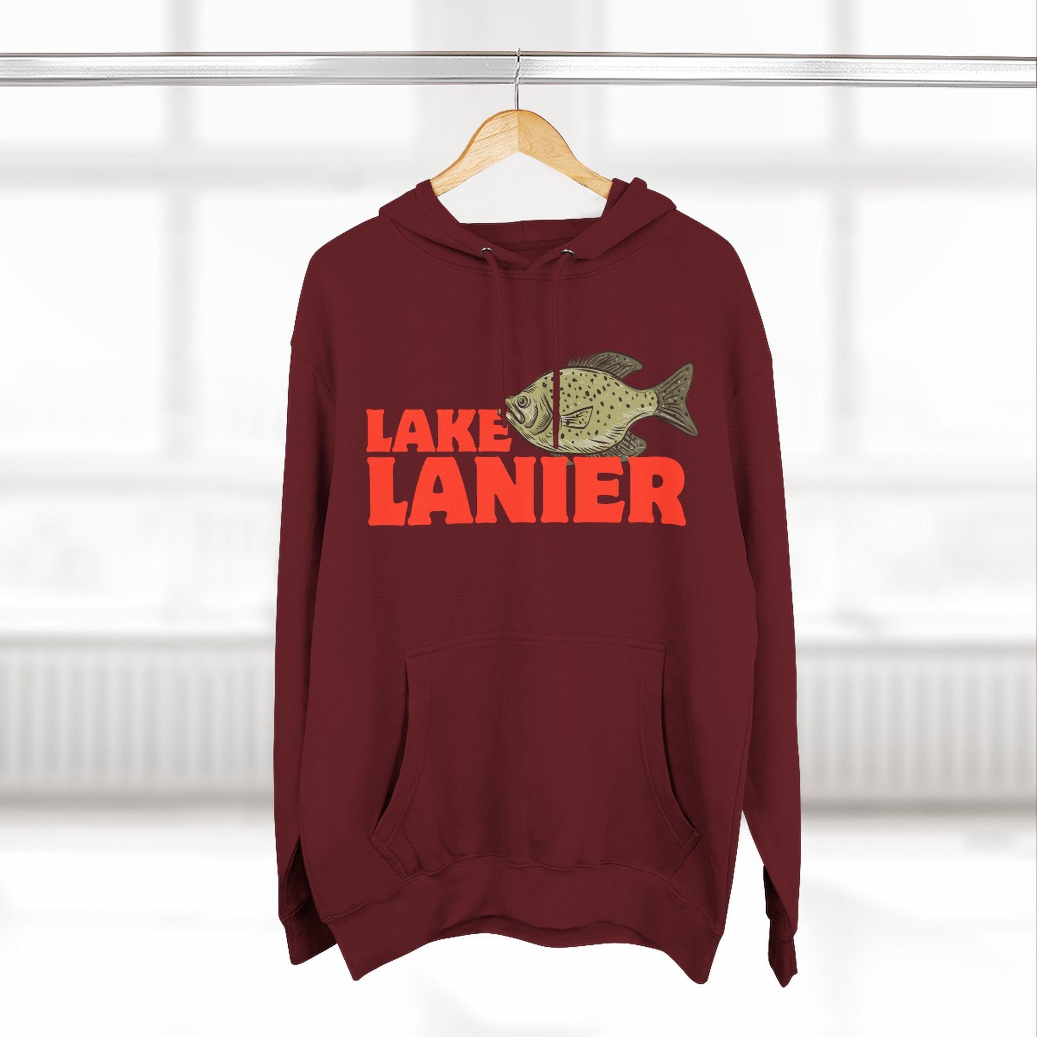 Lake Lanier Fleece Hoodie, Cozy Fishing Sweatshirt, Outdoor Adventure Wear, Unique Gift for Lake Lovers, Perfect for Fall and Winter