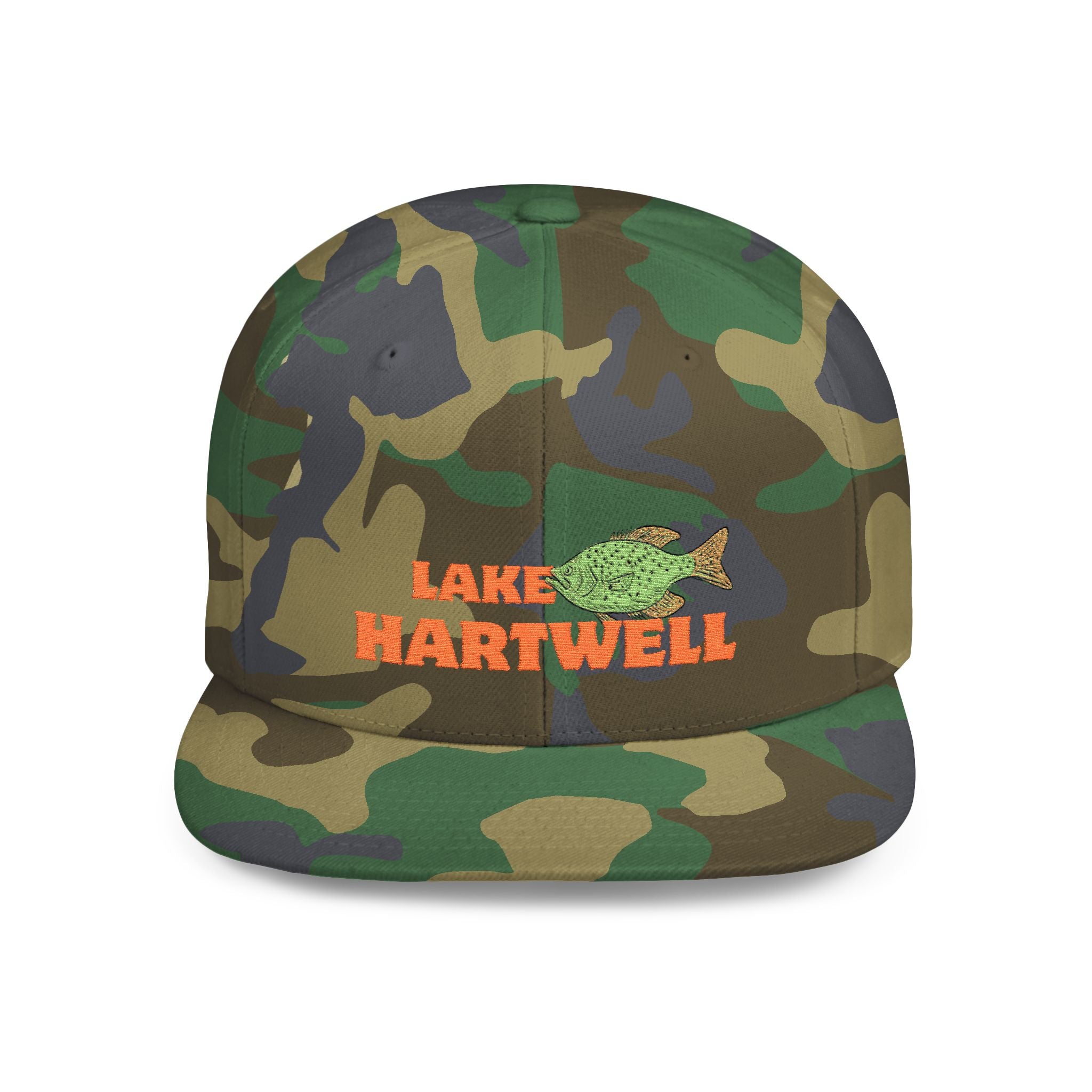 Lake Hartwell Fish Flat Bill Snapback Hat, Fishing Cap, Outdoor Gear, Lake House Gift, Summer Accessories, Stylish Headwear