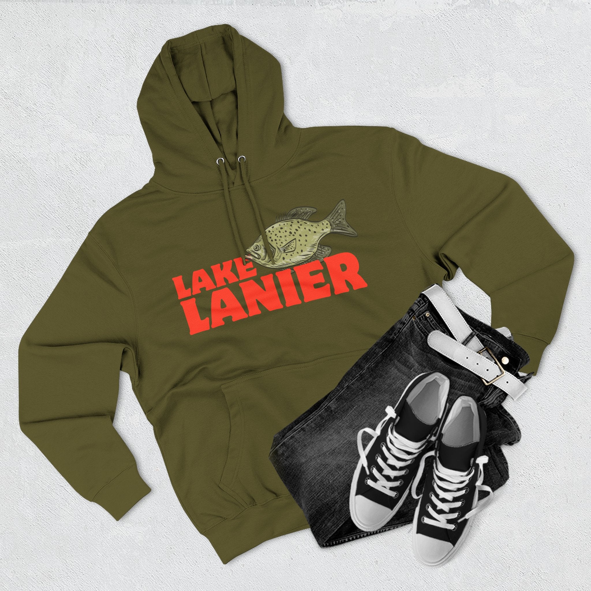 Lake Lanier Fleece Hoodie, Cozy Fishing Sweatshirt, Outdoor Adventure Wear, Unique Gift for Lake Lovers, Perfect for Fall and Winter