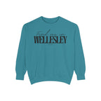 Wellesley Cozy Sweatshirt, Unisex Garment-Dyed Crew, Casual Wear, Gift for Friends, Fall Fashion, Lounge Style