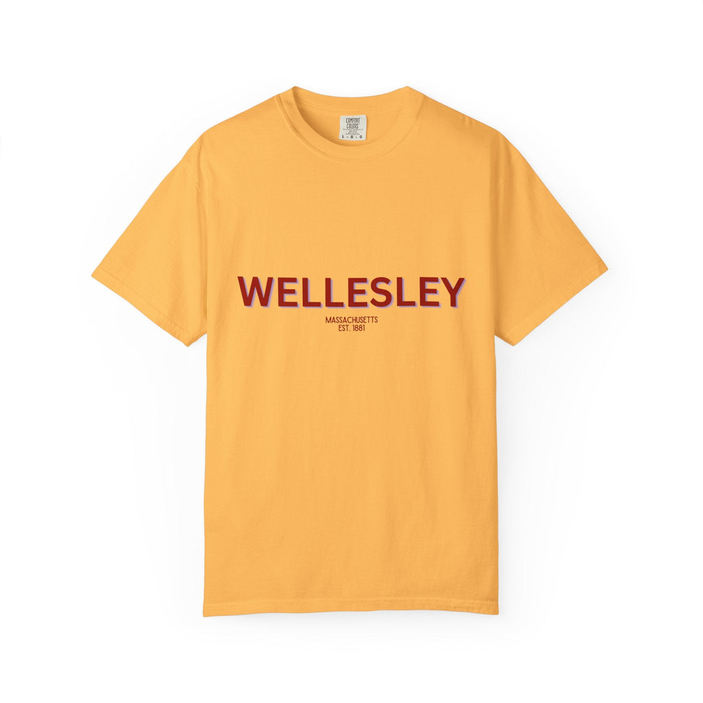 Wellesley Garment-Dyed Unisex T-Shirt, Casual Tee, Vintage Style Shirt, Everyday Wear, Birthday Gift, Unique Apparel
