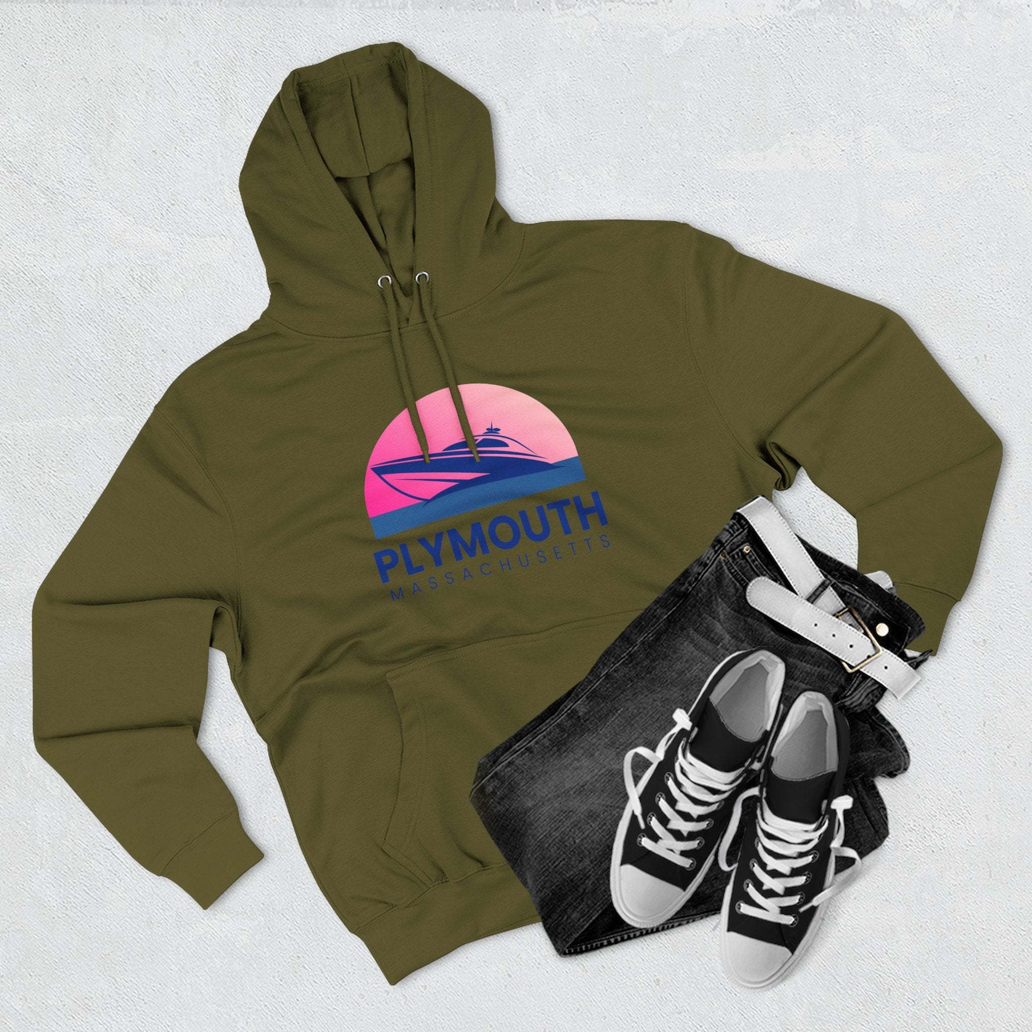 Plymouth Vibes Hoodie with Design, Perfect for Autumn Lovers, Comfortable and Stylish, Great Gift for Vacations