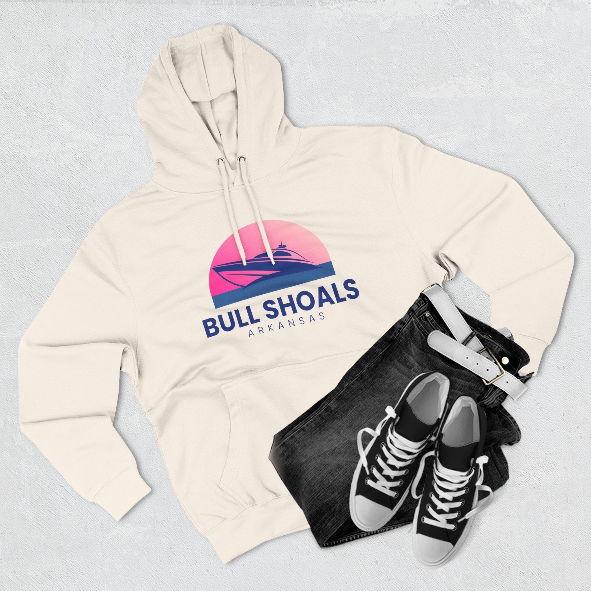 Bull Shoals Vibes Hoodie with Design, Perfect for Autumn Lovers, Comfortable and Stylish, Great Gift for Vacations
