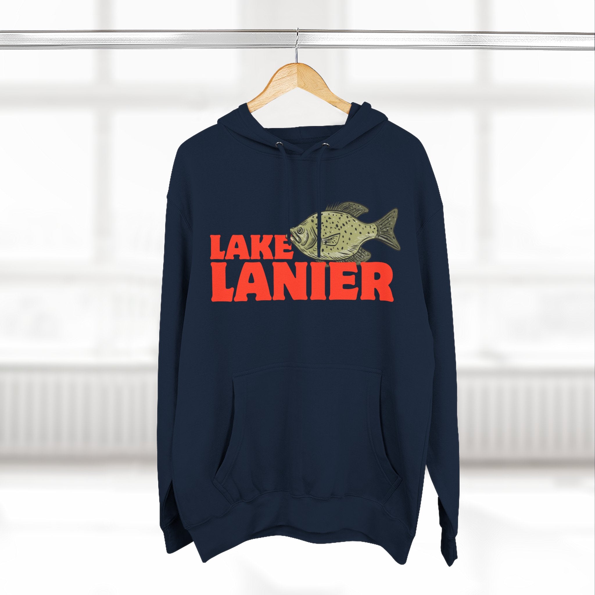 Lake Lanier Fleece Hoodie, Cozy Fishing Sweatshirt, Outdoor Adventure Wear, Unique Gift for Lake Lovers, Perfect for Fall and Winter