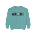 Wellesley Cozy Sweatshirt, Unisex Garment-Dyed Crew, Casual Wear, Gift for Friends, Fall Fashion, Lounge Style