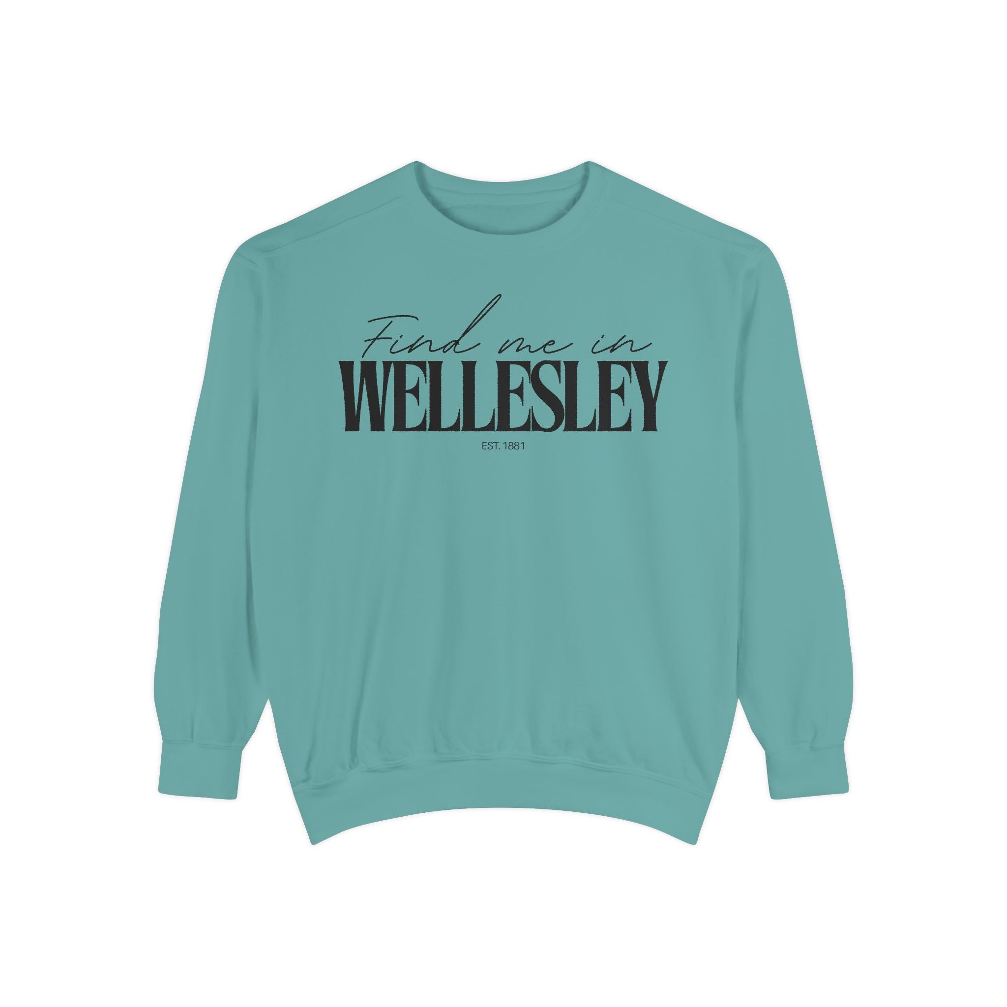 Wellesley Cozy Sweatshirt, Unisex Garment-Dyed Crew, Casual Wear, Gift for Friends, Fall Fashion, Lounge Style