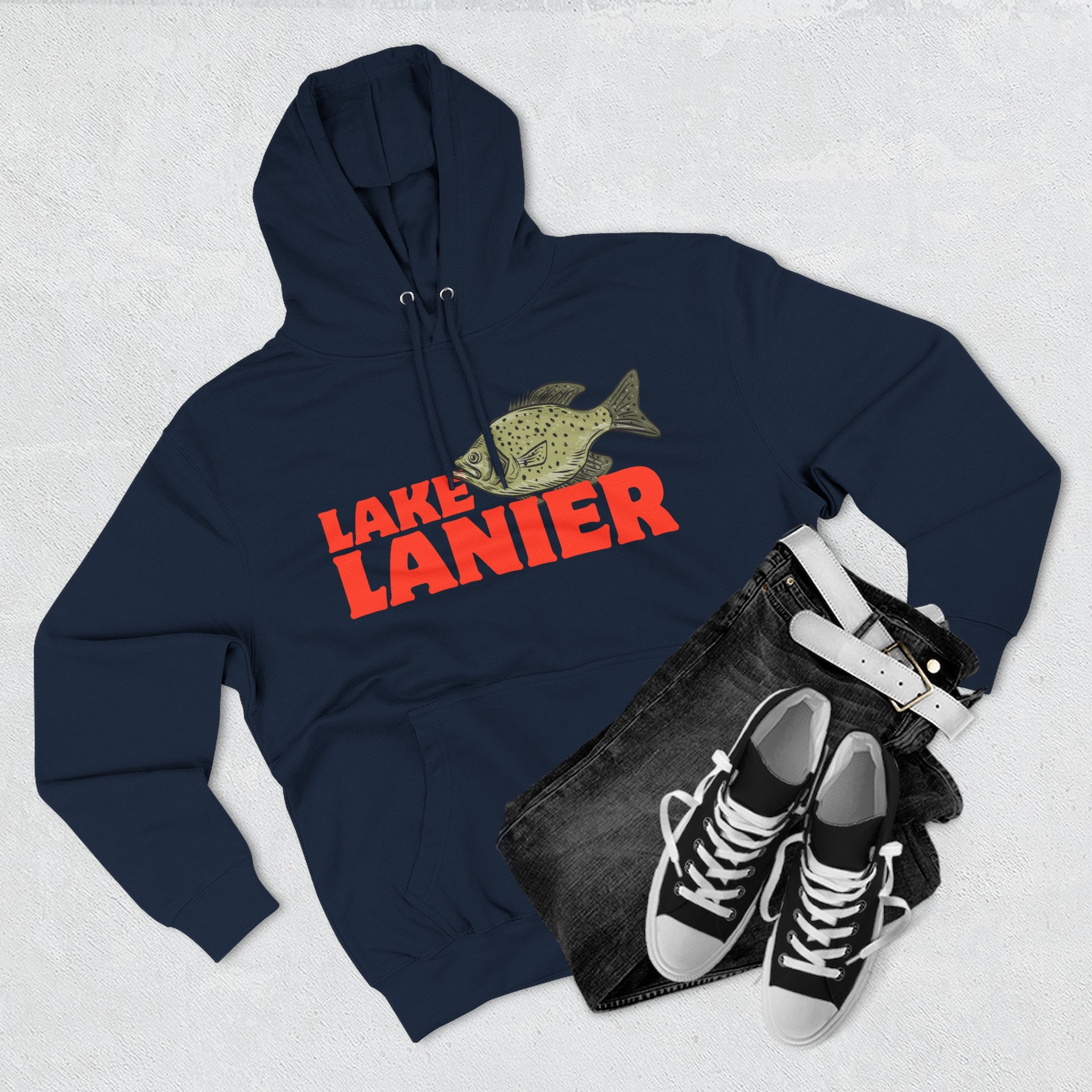 Lake Lanier Fleece Hoodie, Cozy Fishing Sweatshirt, Outdoor Adventure Wear, Unique Gift for Lake Lovers, Perfect for Fall and Winter