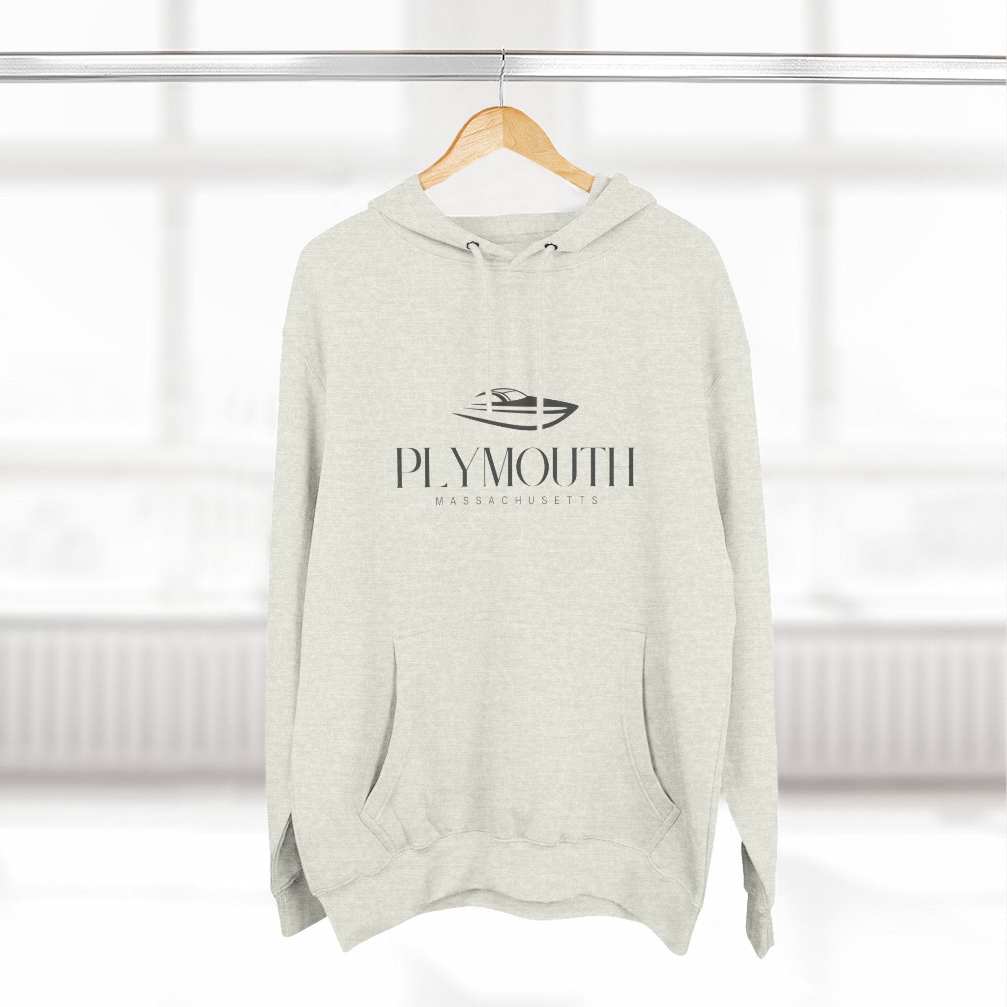 Plymouth Stylish Three-Panel Fleece Hoodie for Cozy Days, Casual Wear, Warm Layering, Gift for Him or Her