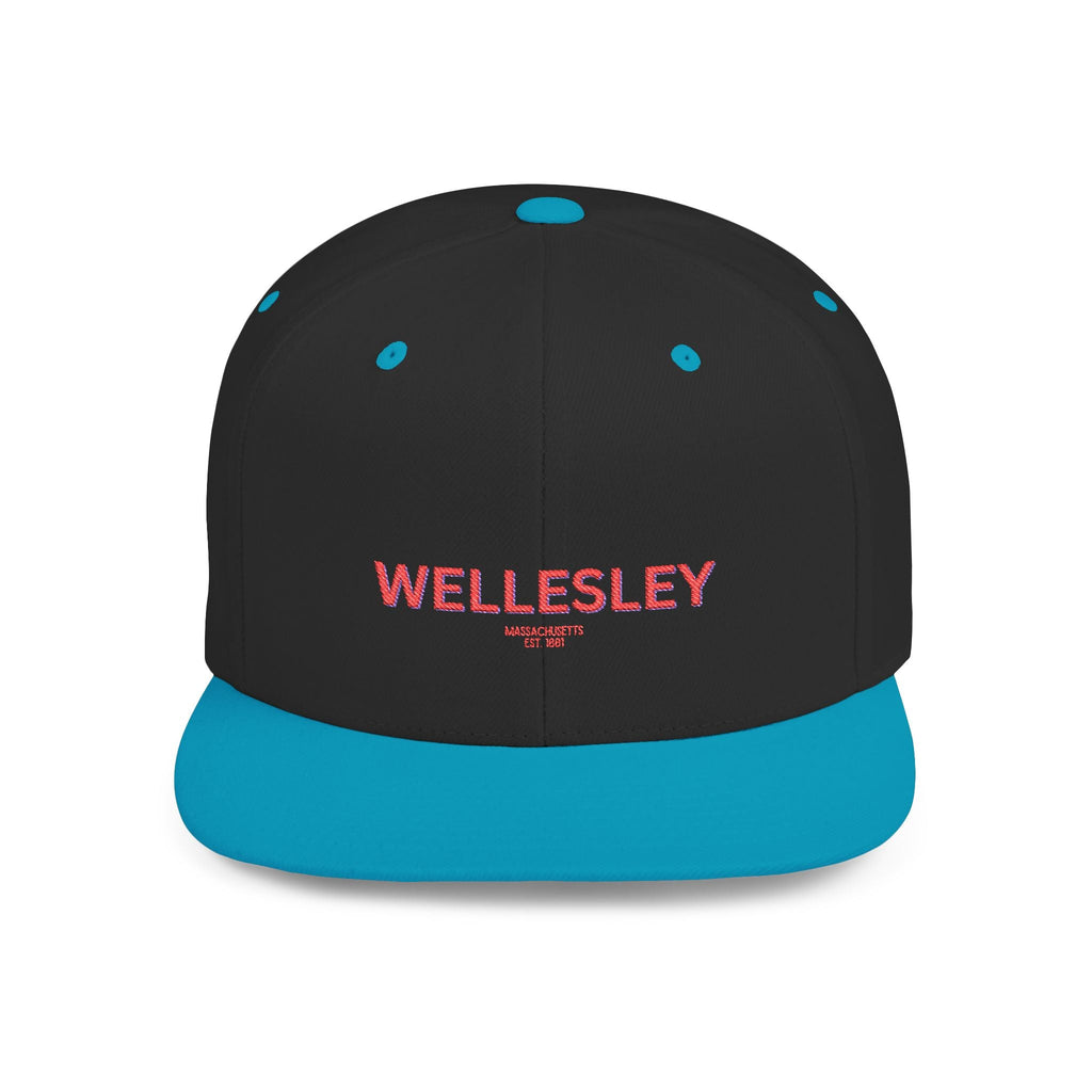 Wellesley Stylish Flat Bill Snapback Hat with Design, Perfect for Casual Outings, Streetwear, Gifts, Festivals, Everyday Wear