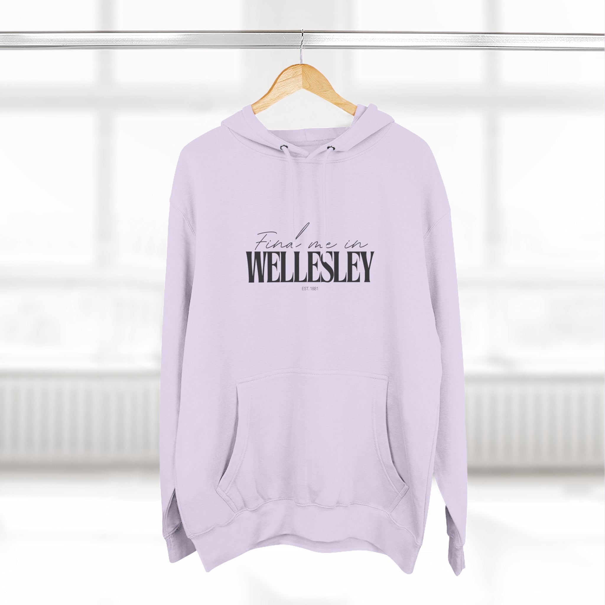 Wellesley Stylish Three-Panel Fleece Hoodie for Everyday Comfort, Personalized Gift, Casual Wear, Unisex Hoodie, Cozy Fashion