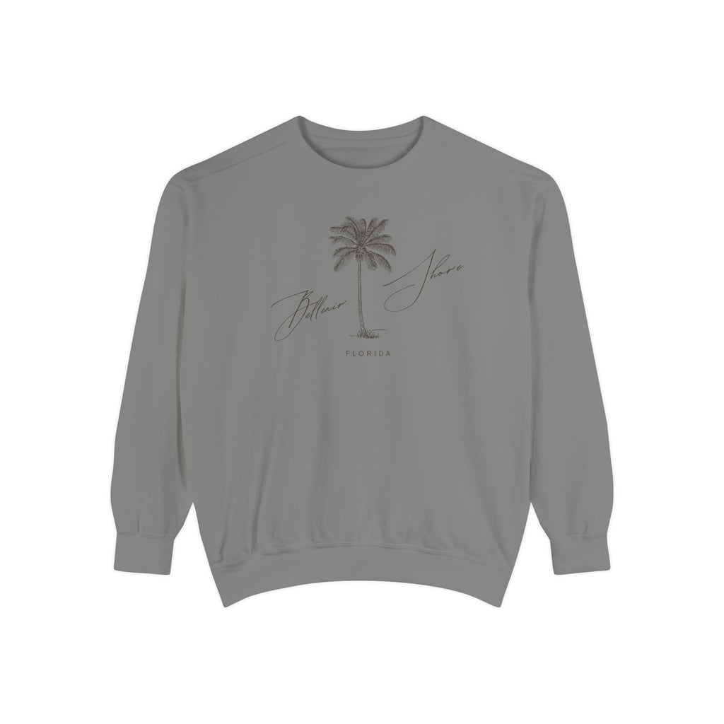 Belleair Shore Chill Vibes Sweatshirt - Unisex Garment-Dyed Style, Perfect for Lounging, Gift for Her, Palm Tree Design, Summer Escape
