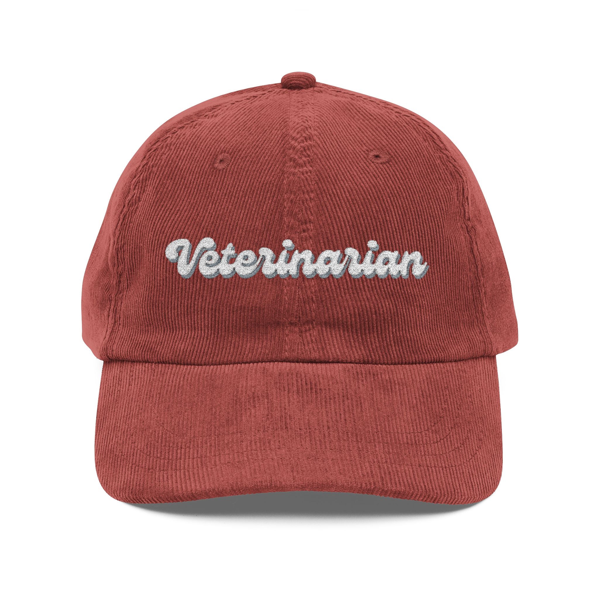 Vintage Veterinary Cap - Corduroy Hat for Pet Lovers, Gift for Veterinarians, Animal Lover Apparel, Unique Embroidered Headwear