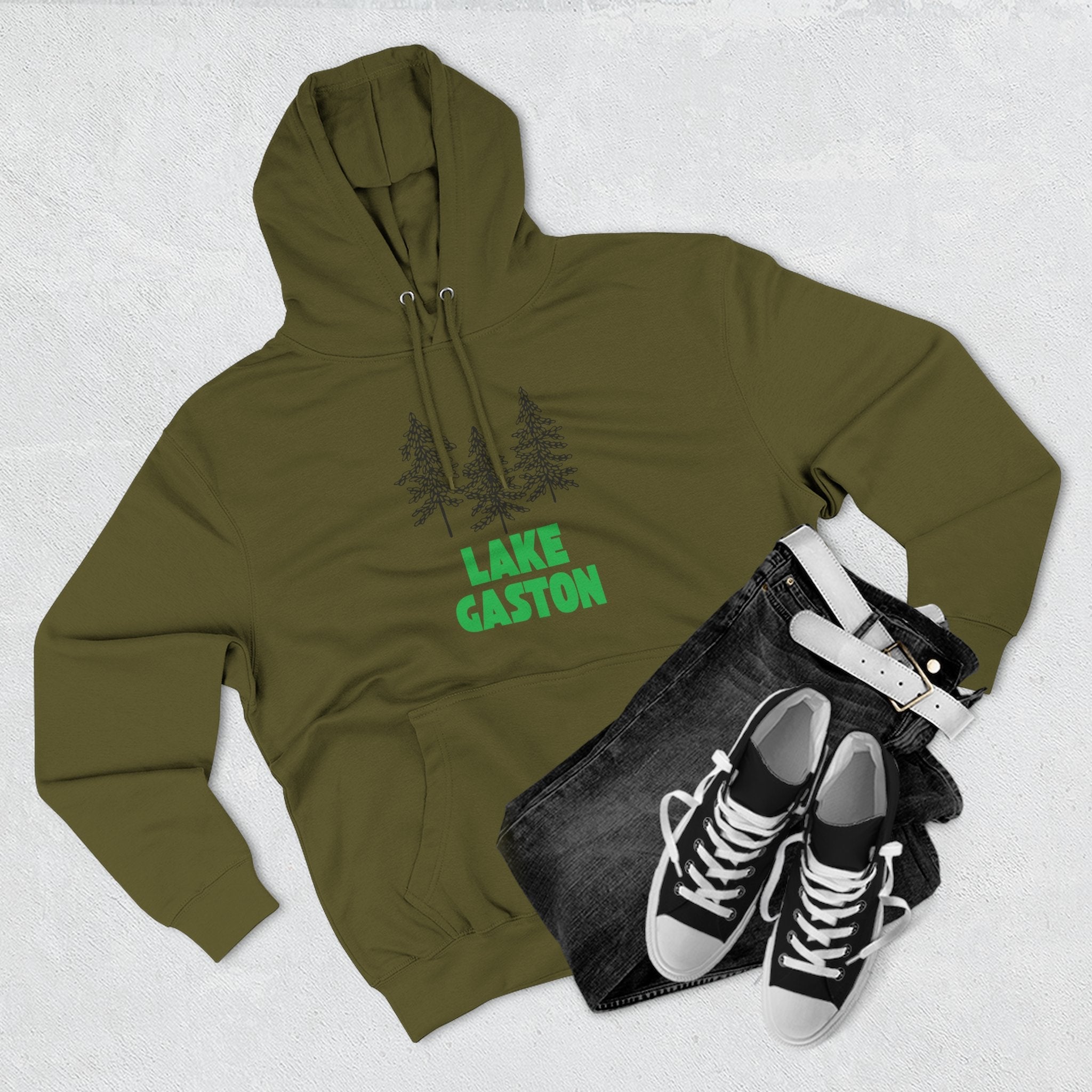 Lake Gaston Fleece Hoodie, Cozy Sweatshirt, Outdoor Adventure Wear, Unique Gift for Lake Lovers, Perfect for Fall and Winter