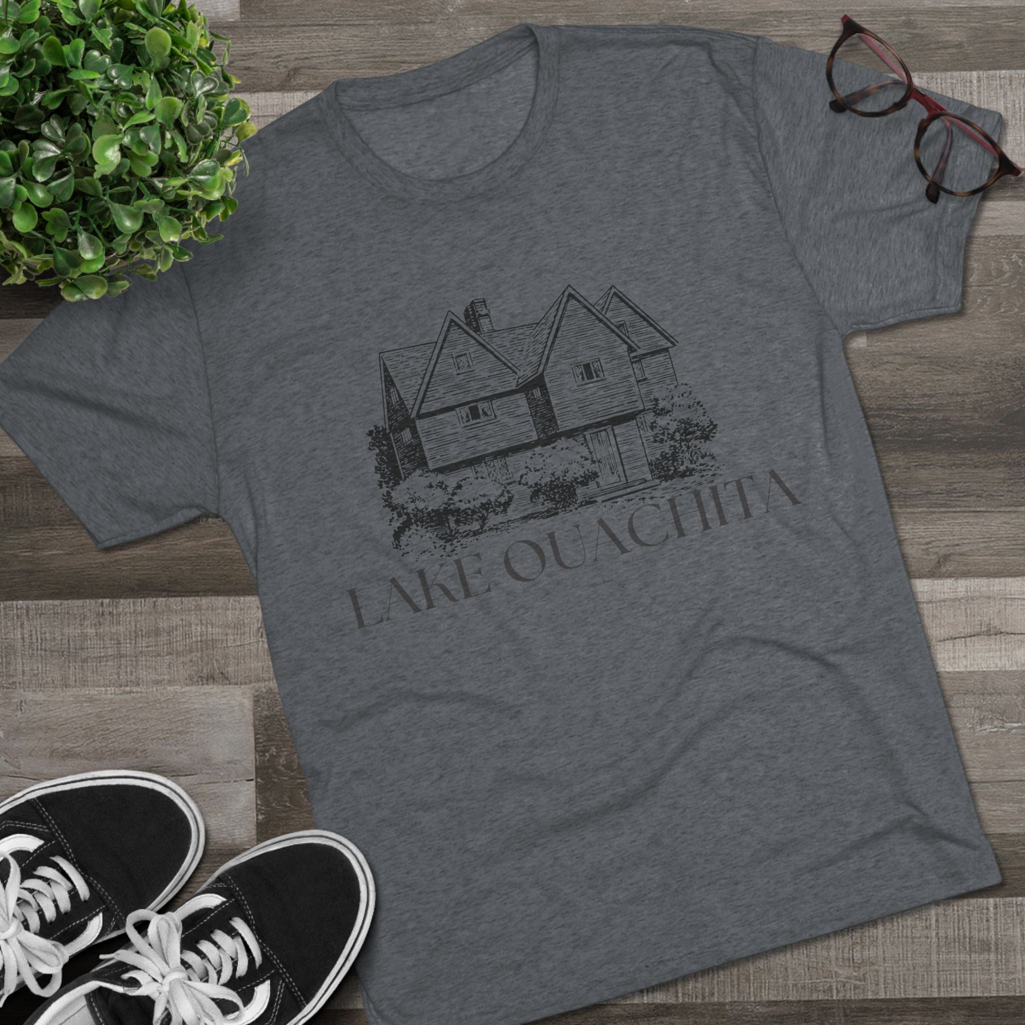 Lake Ouachita Unisex Tri-Blend Crew Tee, Casual T-Shirt, Summer Apparel, Lake House Shirt, Gift for Friends, Travel Tee