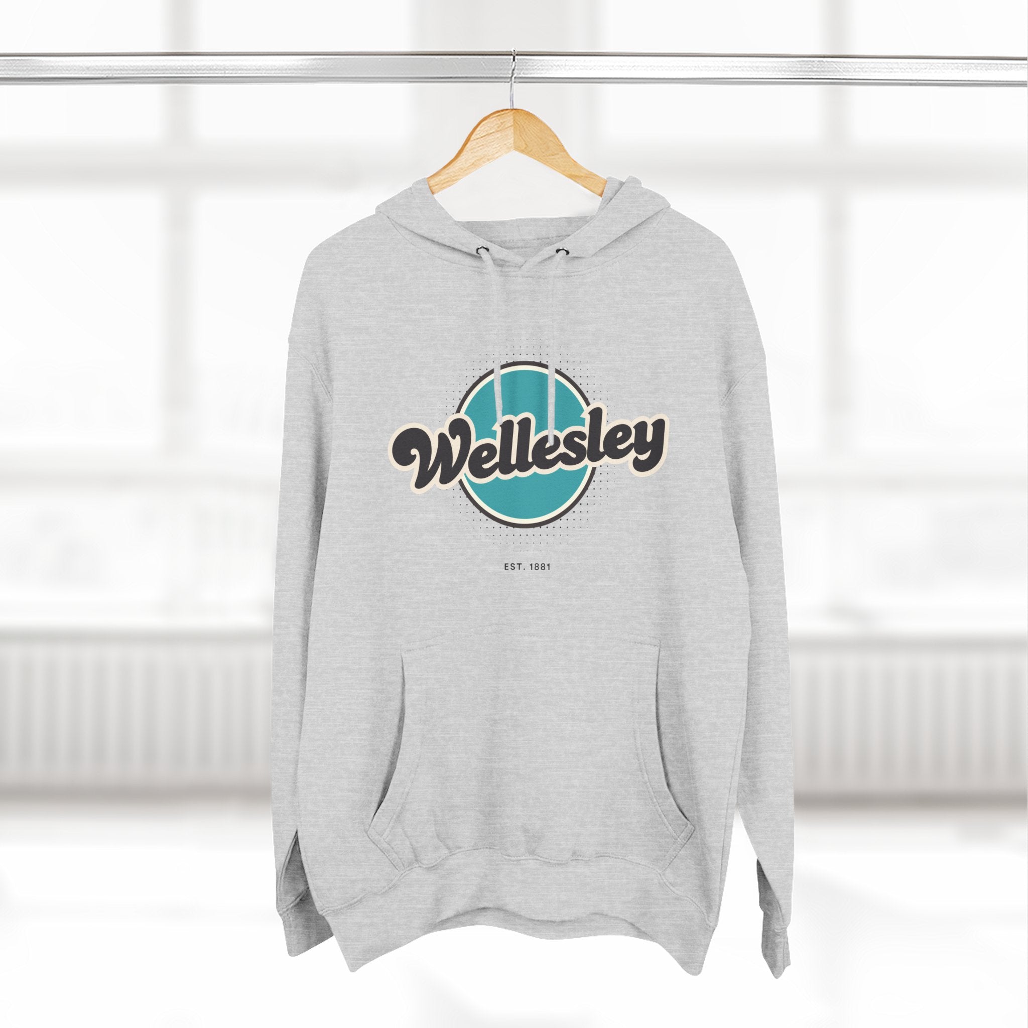 Wellesley Retro Vibe Hoodie for Casual Days, Streetwear, Unisex Gift, Cozy Layering Apparel