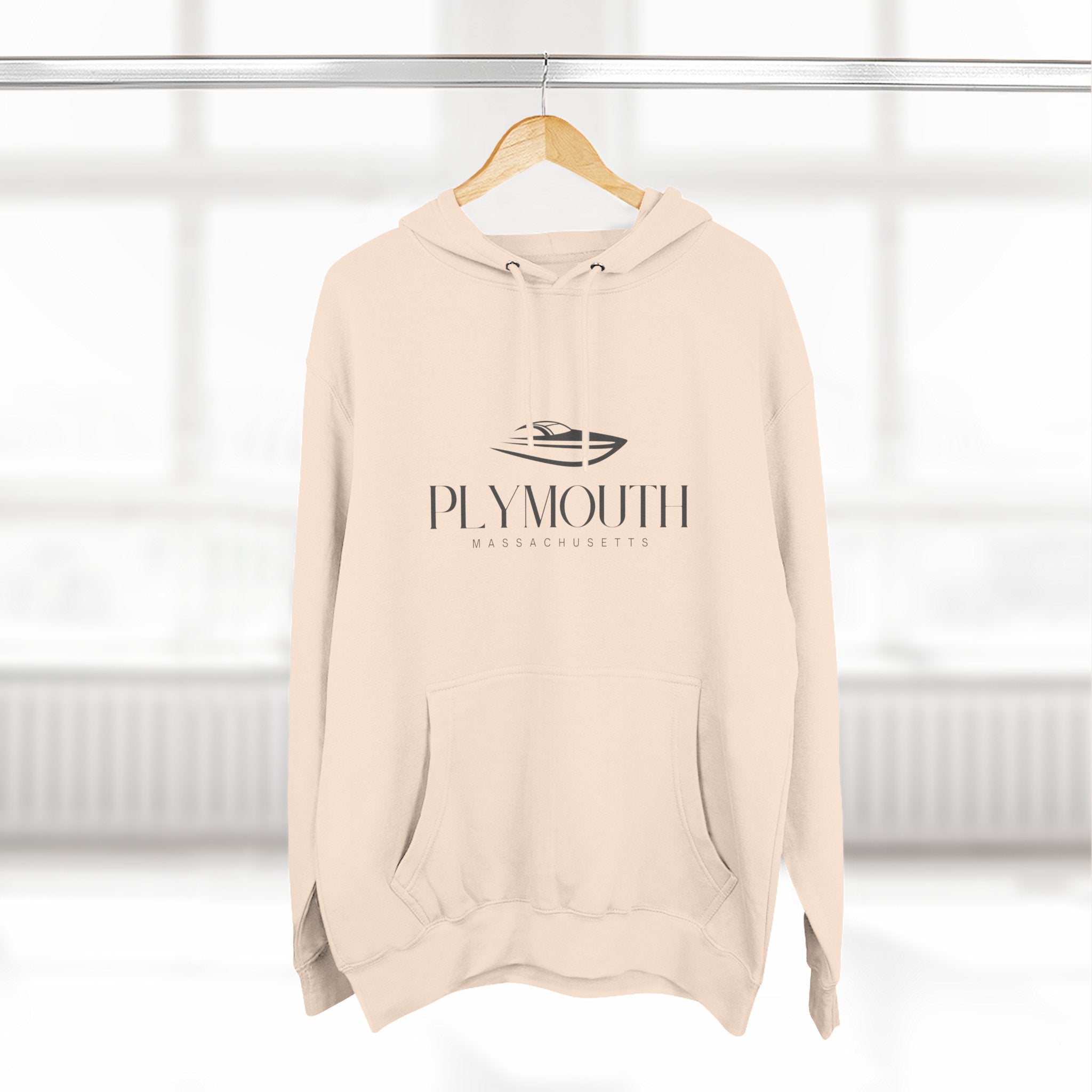 Plymouth Stylish Three-Panel Fleece Hoodie for Cozy Days, Casual Wear, Warm Layering, Gift for Him or Her