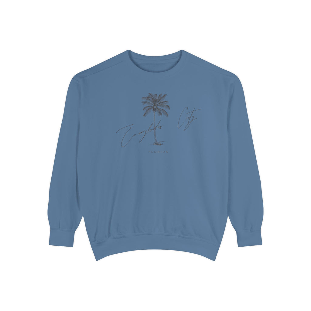 Everglades City Chill Vibes Sweatshirt - Unisex Garment-Dyed Style, Perfect for Lounging