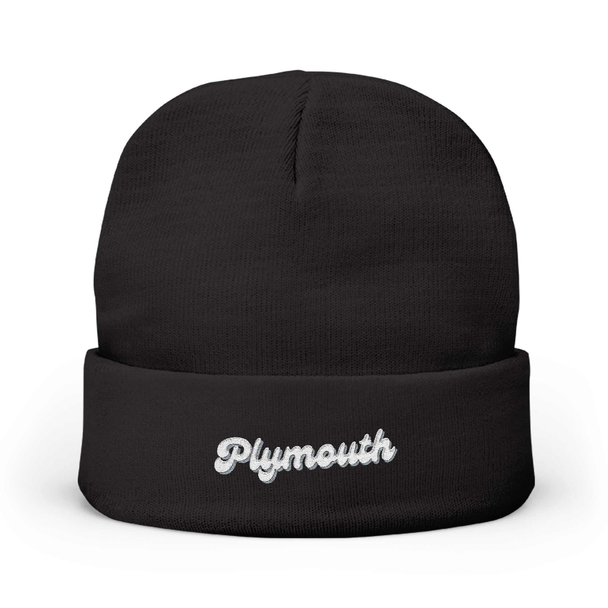 Plymouth Cozy Embroidered Knit Beanie | Winter Hat, Casual Fashion Accessory, Gift for Him/Her, Cozy Style, Outdoor Wear