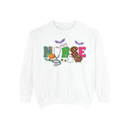 Halloween Nurse Sweatshirt, Spooky Medical Apparel, Unisex Garment-Dyed Hoodie, Nurse Gift, Fall Fashion Sweatshirt