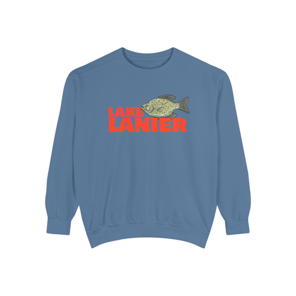 Lake Lanier Fish Sweatshirt | Unisex Garment-Dyed Apparel | Cozy Lake Life Gift, Relaxed Weekend Wear, Fishing Enthusiast Gear