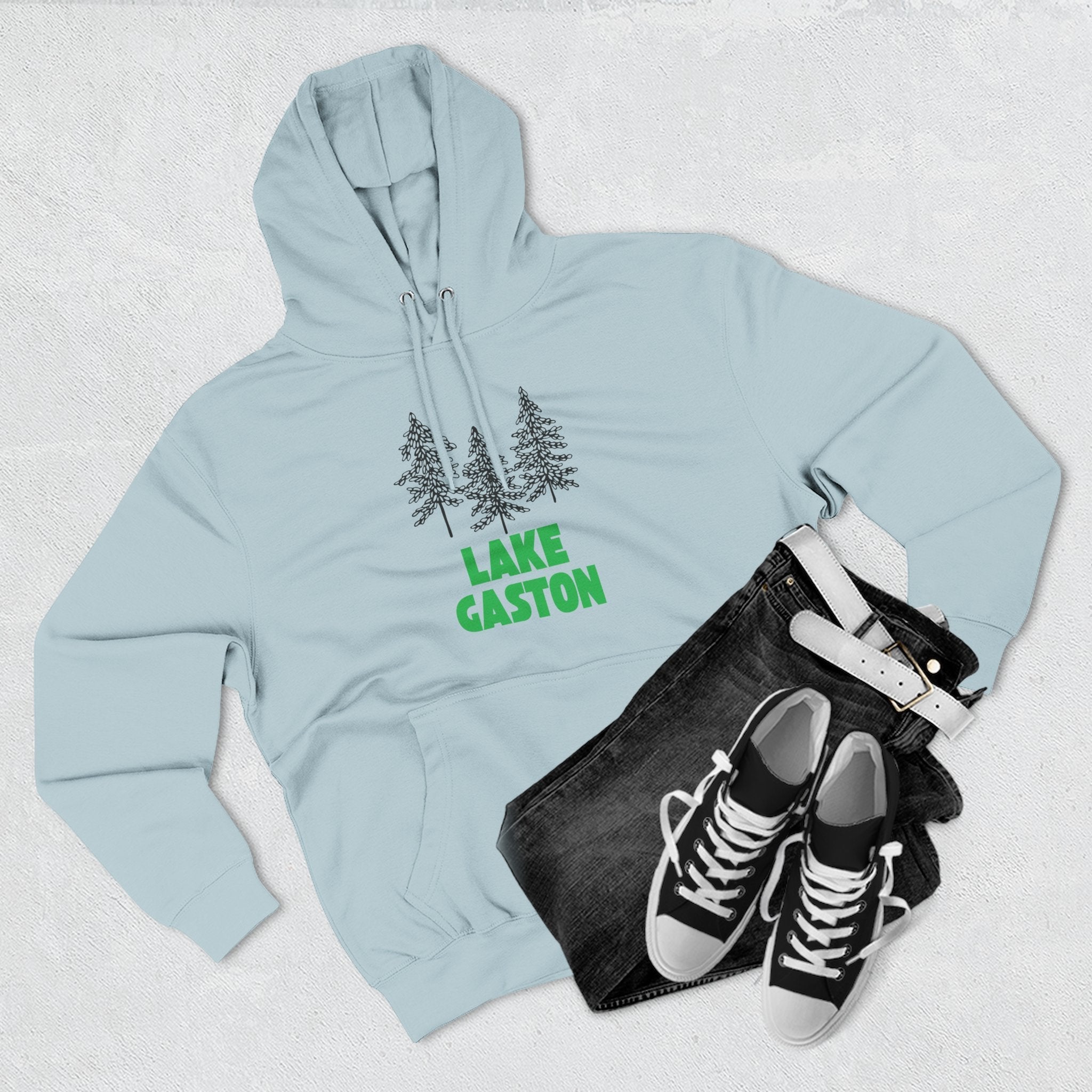 Lake Gaston Fleece Hoodie, Cozy Sweatshirt, Outdoor Adventure Wear, Unique Gift for Lake Lovers, Perfect for Fall and Winter