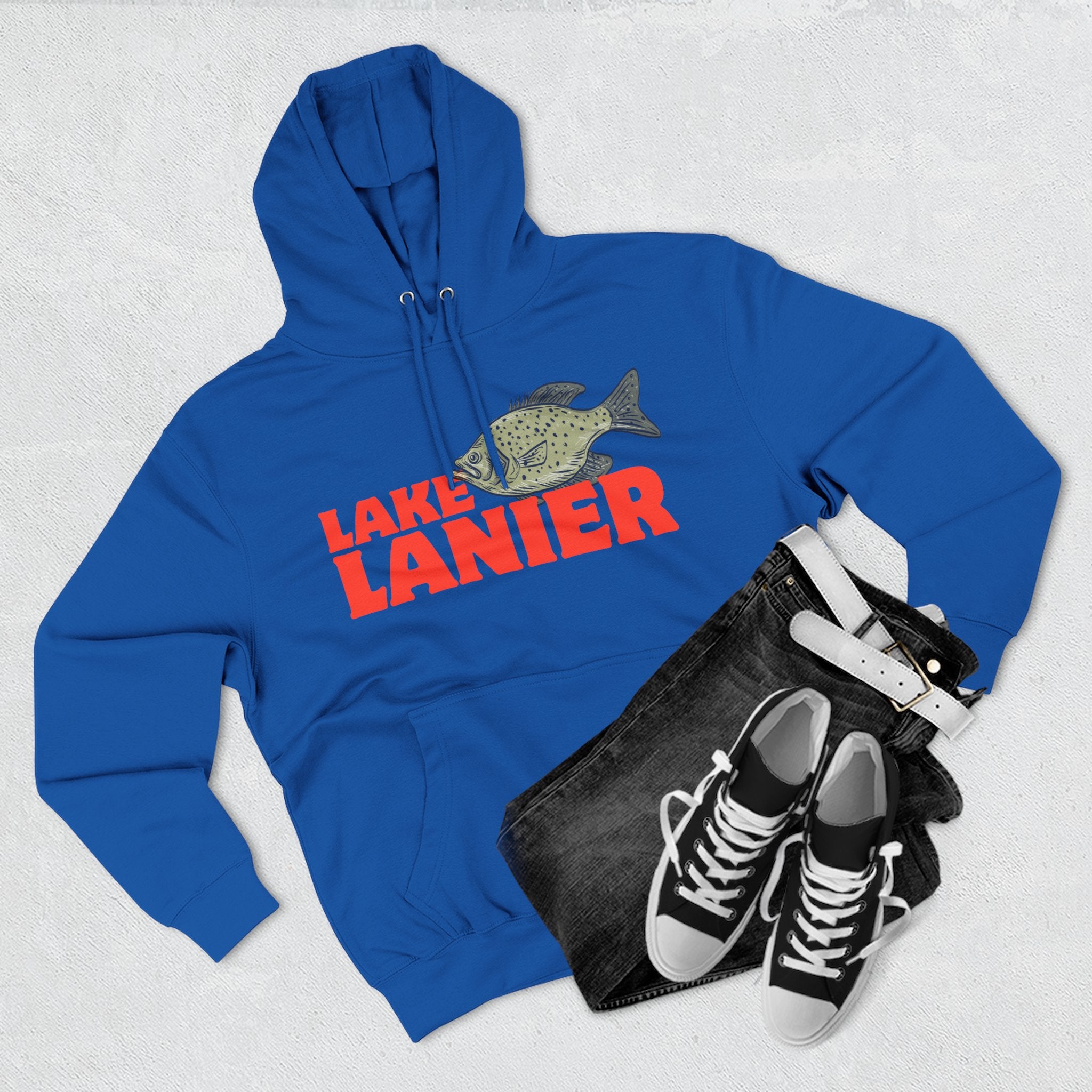 Lake Lanier Fleece Hoodie, Cozy Fishing Sweatshirt, Outdoor Adventure Wear, Unique Gift for Lake Lovers, Perfect for Fall and Winter