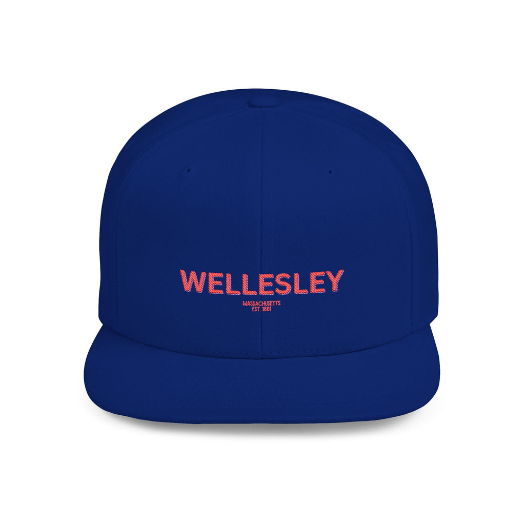 Wellesley Stylish Flat Bill Snapback Hat with Design, Perfect for Casual Outings, Streetwear, Gifts, Festivals, Everyday Wear