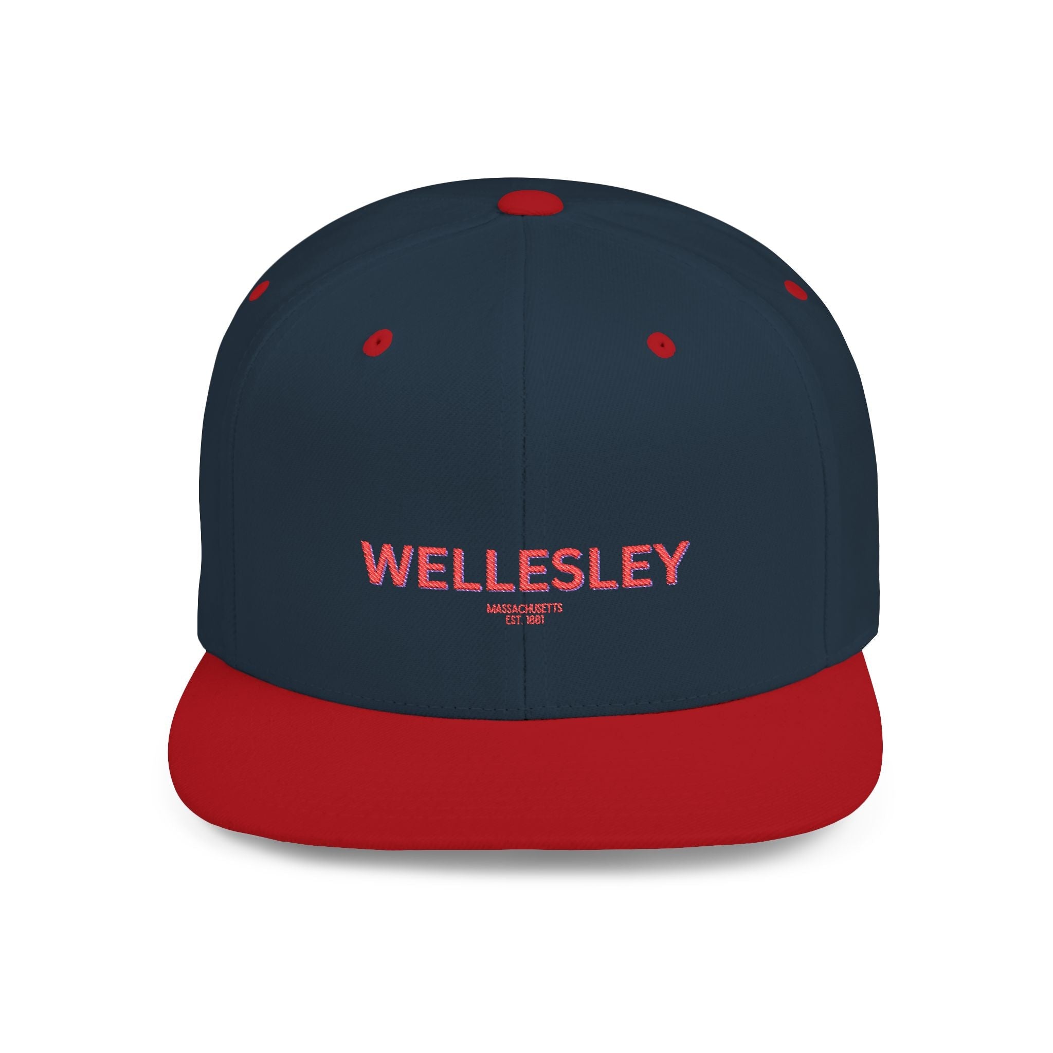 Wellesley Stylish Flat Bill Snapback Hat with Design, Perfect for Casual Outings, Streetwear, Gifts, Festivals, Everyday Wear