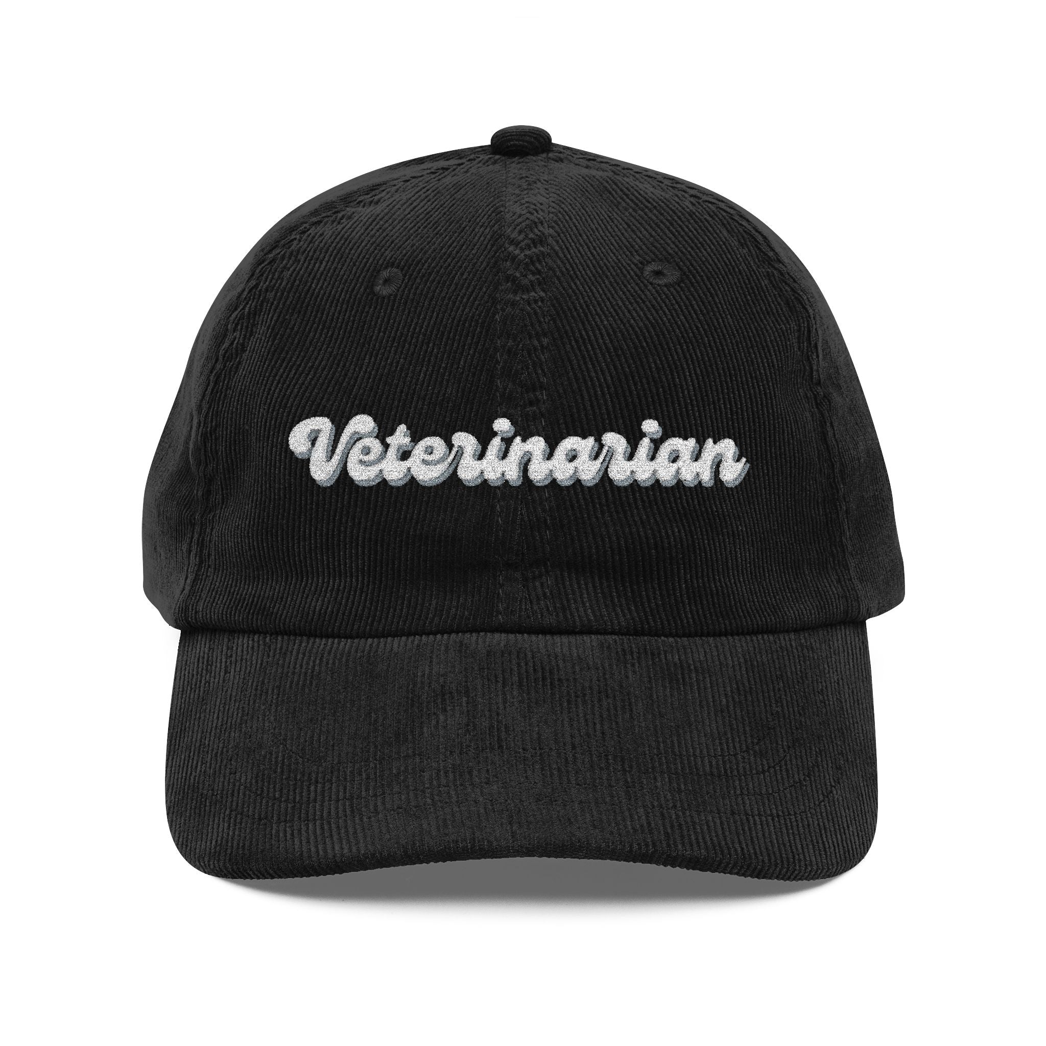 Vintage Veterinary Cap - Corduroy Hat for Pet Lovers, Gift for Veterinarians, Animal Lover Apparel, Unique Embroidered Headwear