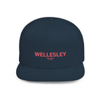 Wellesley Stylish Flat Bill Snapback Hat with Design, Perfect for Casual Outings, Streetwear, Gifts, Festivals, Everyday Wear