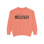 Wellesley Cozy Sweatshirt, Unisex Garment-Dyed Crew, Casual Wear, Gift for Friends, Fall Fashion, Lounge Style