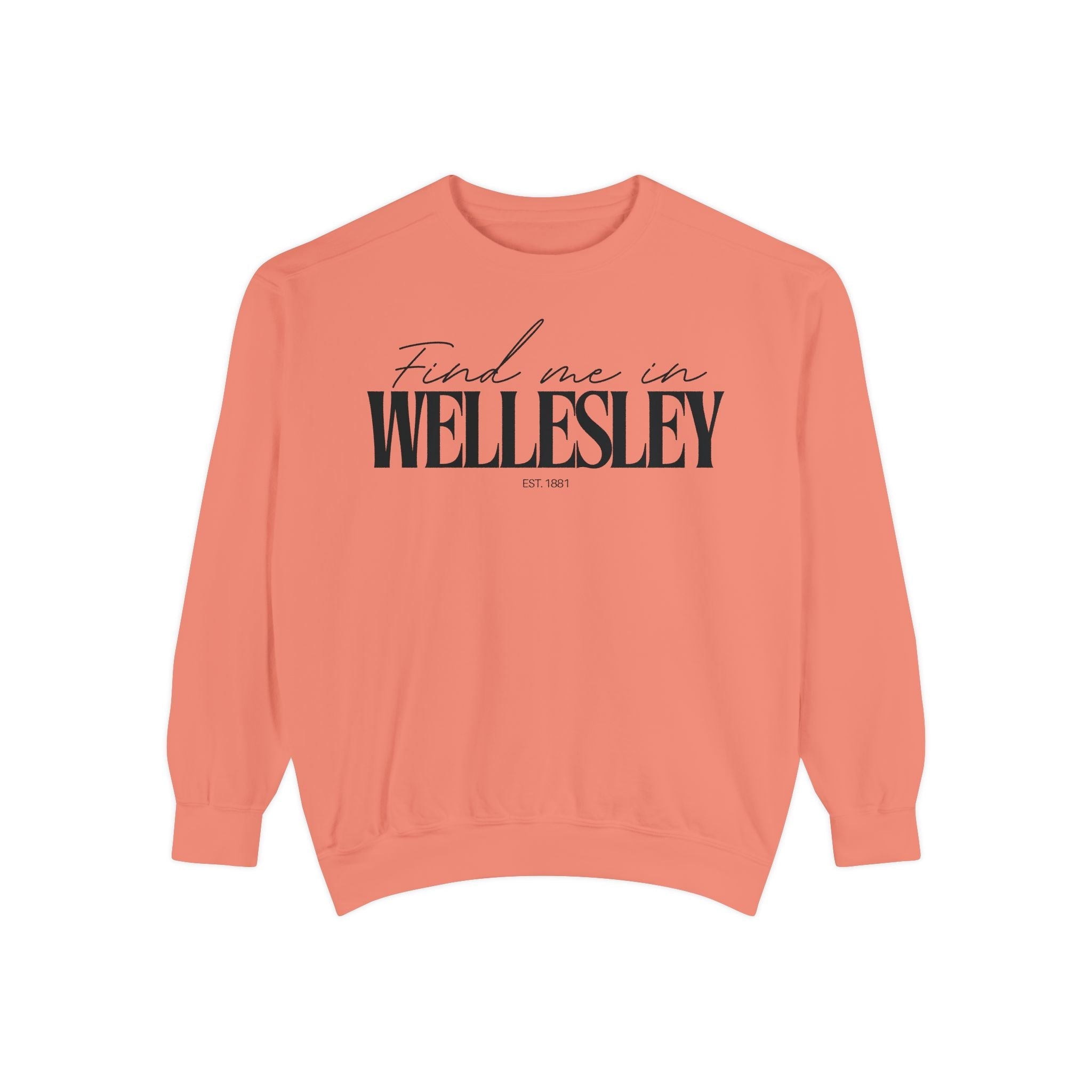 Wellesley Cozy Sweatshirt, Unisex Garment-Dyed Crew, Casual Wear, Gift for Friends, Fall Fashion, Lounge Style