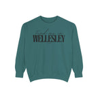 Wellesley Cozy Sweatshirt, Unisex Garment-Dyed Crew, Casual Wear, Gift for Friends, Fall Fashion, Lounge Style
