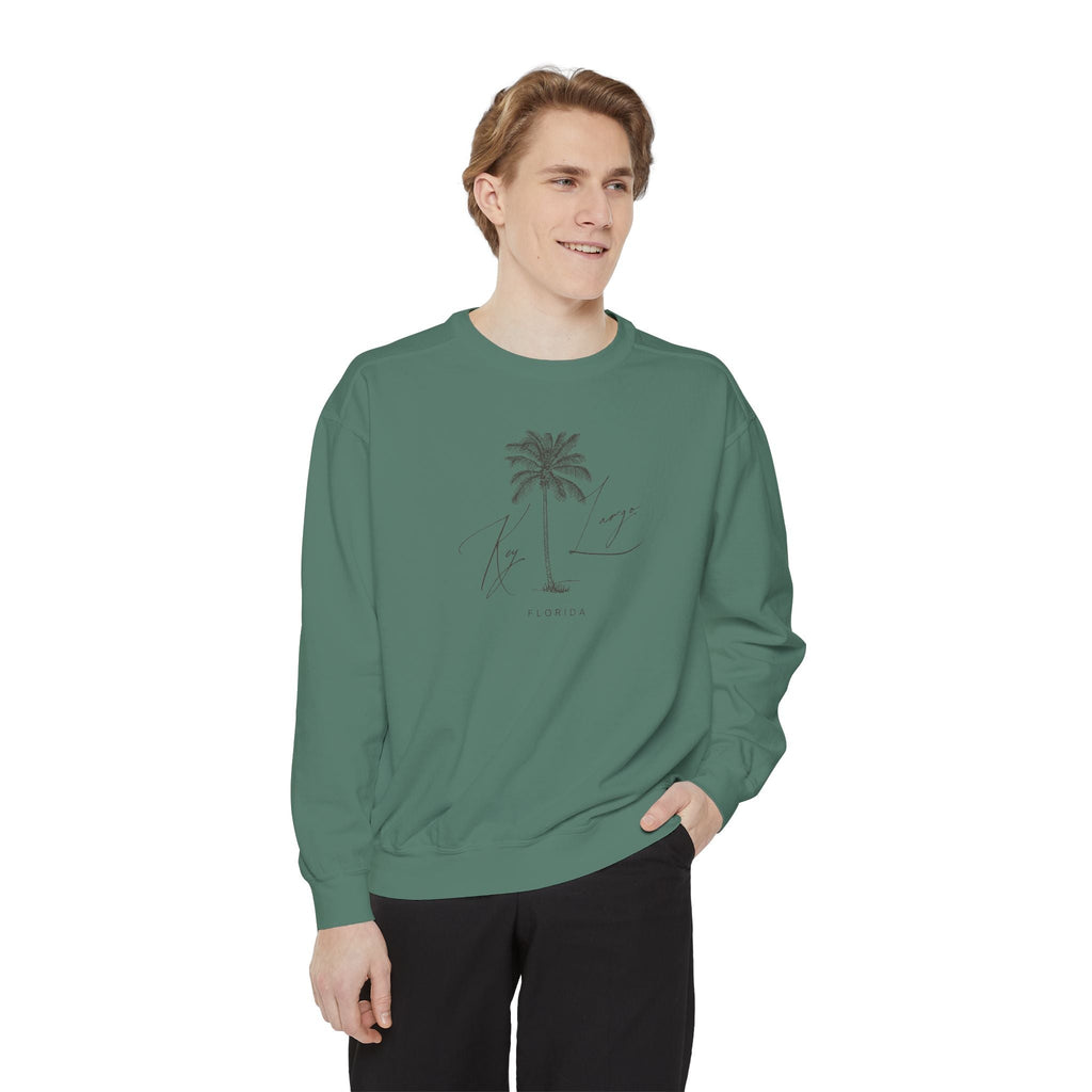 Key Largo Chill Vibes Sweatshirt - Unisex Garment-Dyed Style, Perfect for Lounging