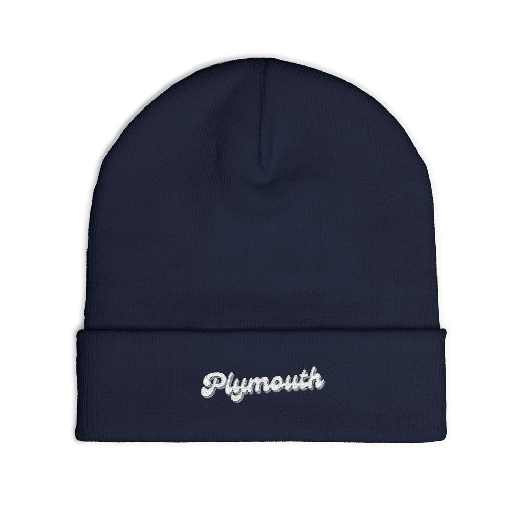 Plymouth Cozy Embroidered Knit Beanie | Winter Hat, Casual Fashion Accessory, Gift for Him/Her, Cozy Style, Outdoor Wear