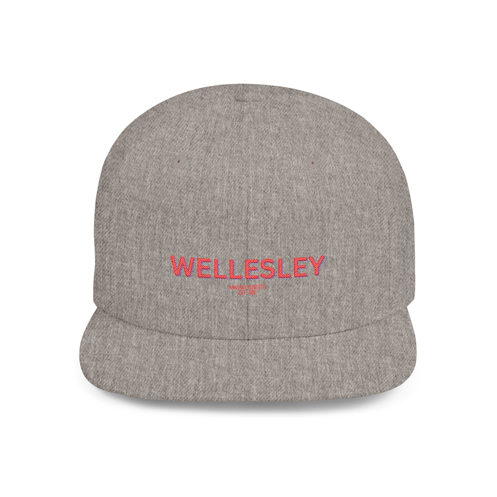 Wellesley Stylish Flat Bill Snapback Hat with Design, Perfect for Casual Outings, Streetwear, Gifts, Festivals, Everyday Wear