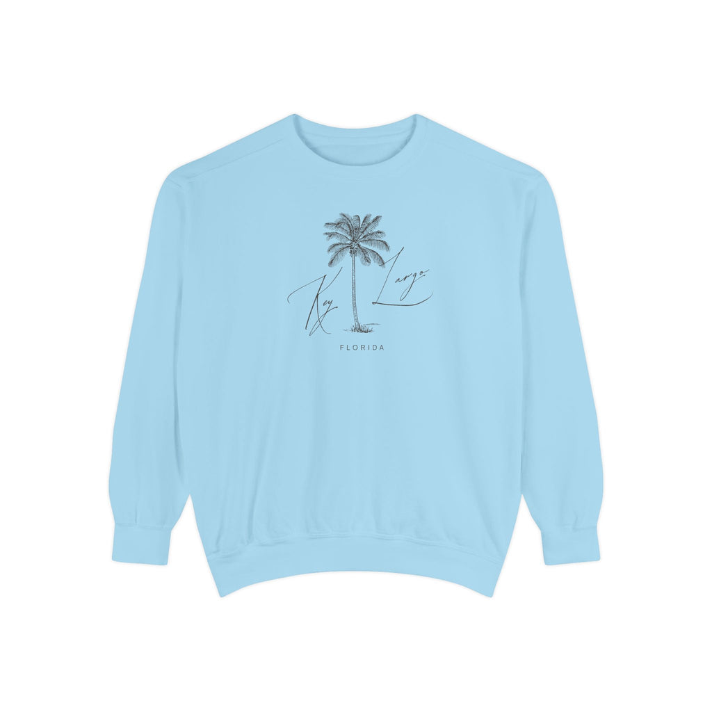 Key Largo Chill Vibes Sweatshirt - Unisex Garment-Dyed Style, Perfect for Lounging