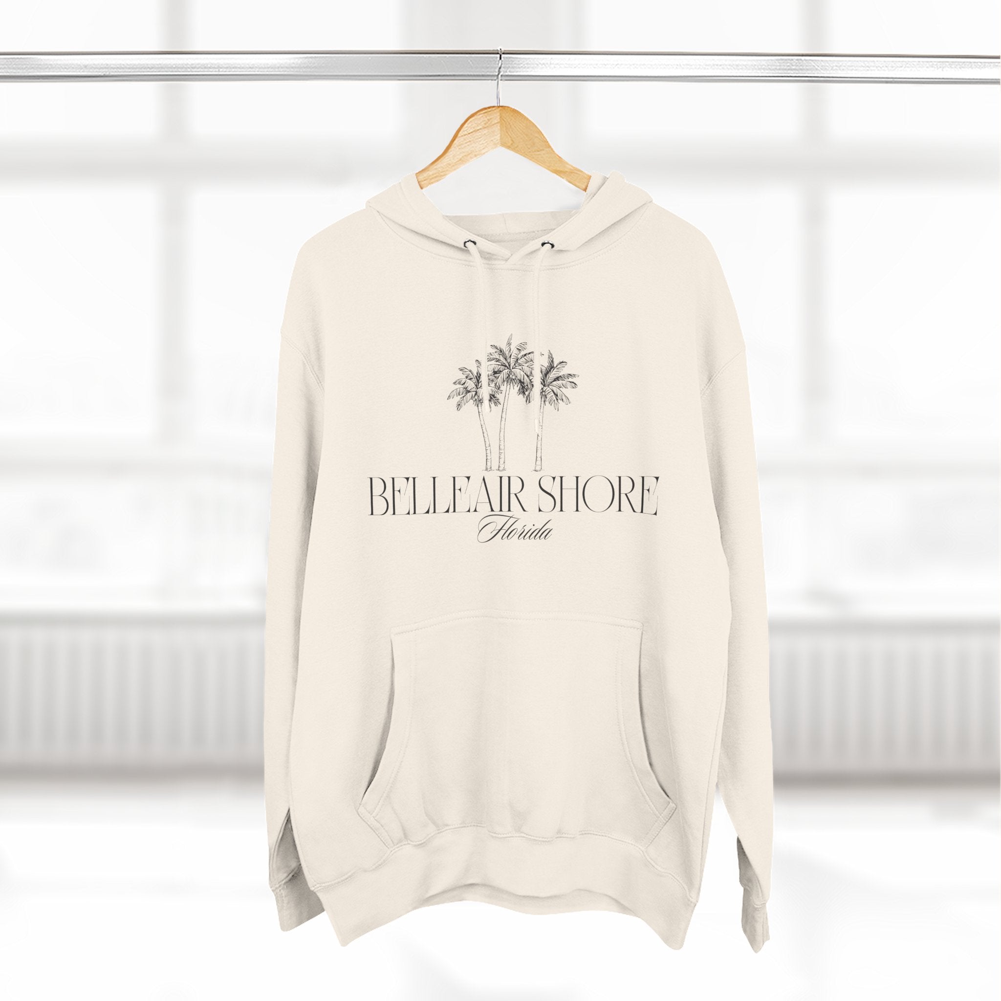 Belleair Shore Cozy Beach-Inspired Fleece Hoodie, Casual Wear, Beach Vibes, Relaxation, Gift for Summer Lovers, Travel Essential