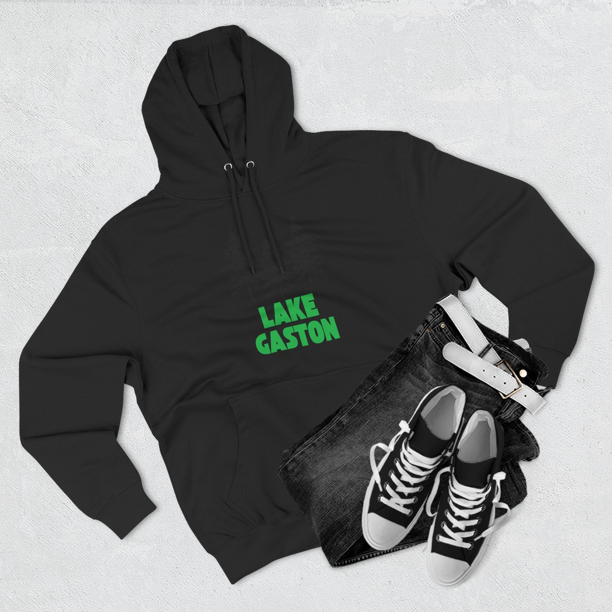 Lake Gaston Fleece Hoodie, Cozy Sweatshirt, Outdoor Adventure Wear, Unique Gift for Lake Lovers, Perfect for Fall and Winter