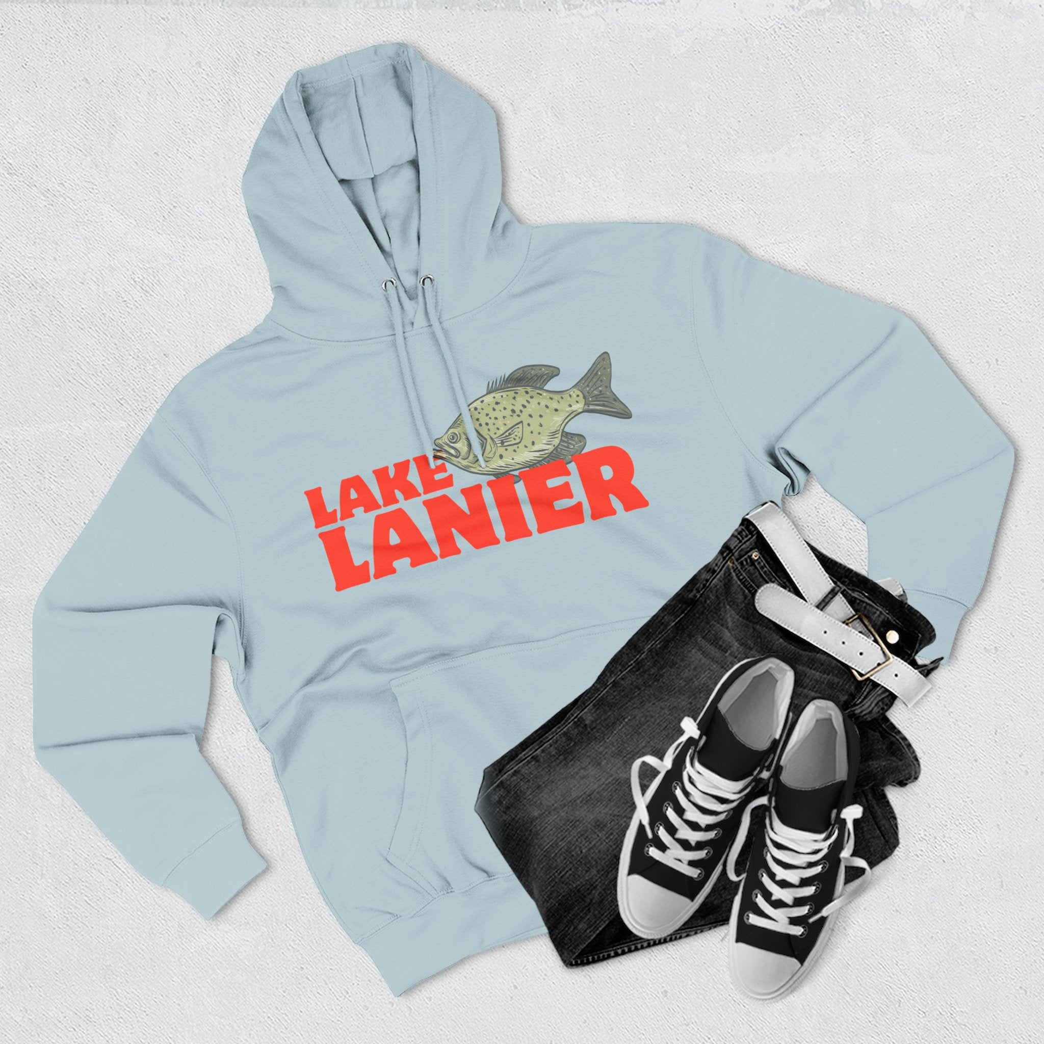 Lake Lanier Fleece Hoodie, Cozy Fishing Sweatshirt, Outdoor Adventure Wear, Unique Gift for Lake Lovers, Perfect for Fall and Winter